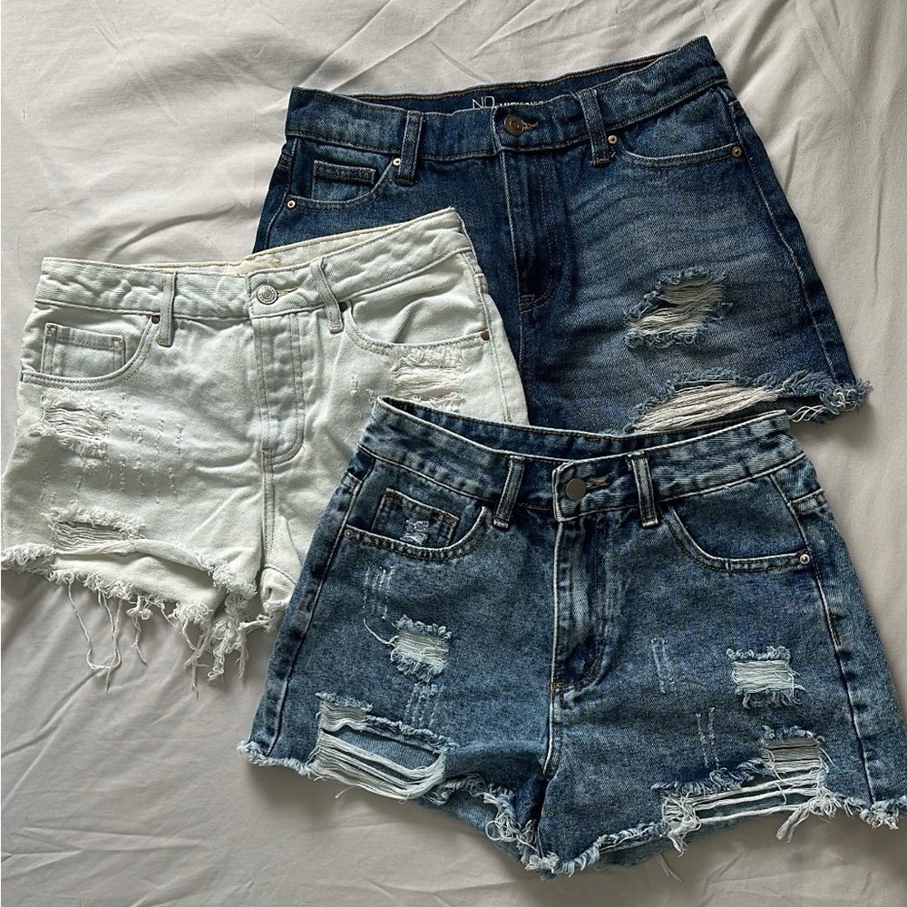 Set of 3 Denim Ripped Shorts